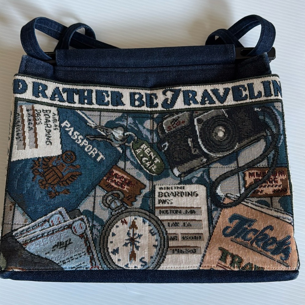Travel-Themed Toby Weston Blue & Black - multicolor travel bag